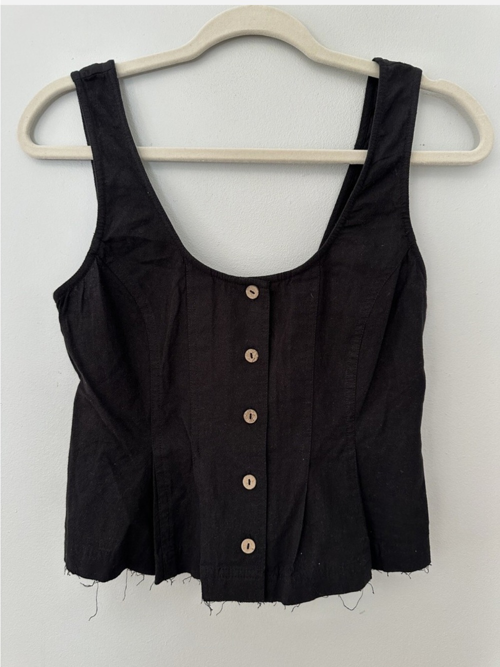 Free People Button Down Black Tank Crop Top Size XS Women's NWOT